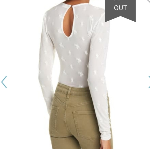 Free People Make Out Mesh White Sheer Floral Long Sleeve Bodysuit - Picture 4 of 8